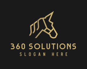 Gold Unicorn Horse logo design