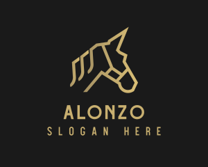 Gold Unicorn Horse logo design