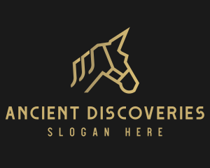 Gold Unicorn Horse logo design