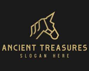 Gold Unicorn Horse logo design