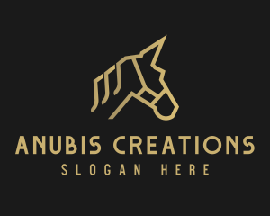 Gold Unicorn Horse logo design