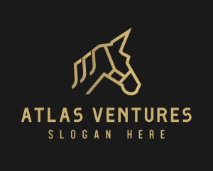 Gold Unicorn Horse logo design