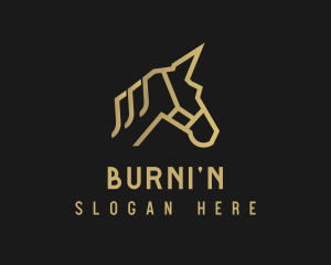 Gold Unicorn Horse logo design