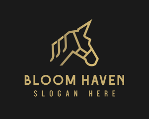 Gold Unicorn Horse logo design