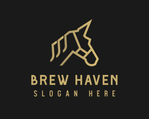 Gold Unicorn Horse logo design