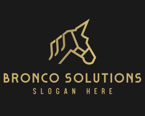 Bronco - Gold Unicorn Horse logo design