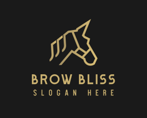 Gold Unicorn Horse logo design