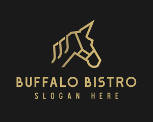 Gold Unicorn Horse logo design