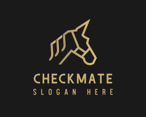 Gold Unicorn Horse logo design