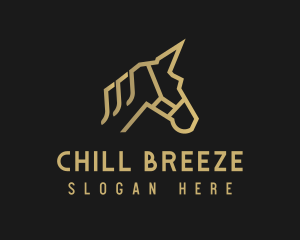 Gold Unicorn Horse logo design