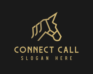 Gold Unicorn Horse logo design