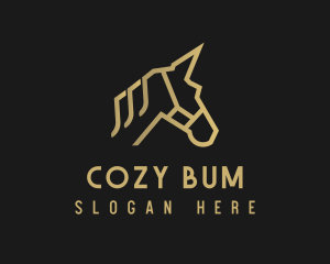 Gold Unicorn Horse logo design