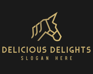 Gold Unicorn Horse logo design