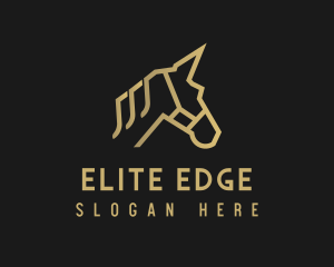 Gold Unicorn Horse logo design