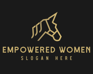 Gold Unicorn Horse logo design