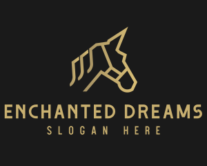 Fantasy - Gold Unicorn Horse logo design