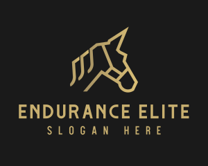 Gold Unicorn Horse logo design