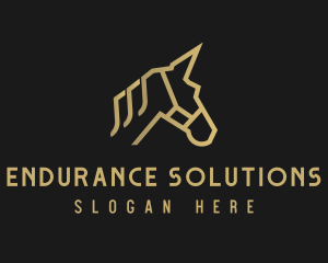 Gold Unicorn Horse logo design