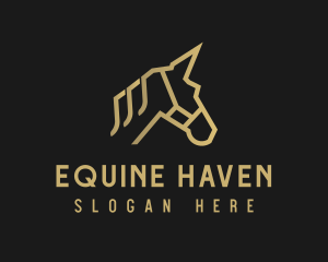 Stable - Gold Unicorn Horse logo design