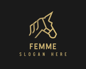 Gold Unicorn Horse logo design