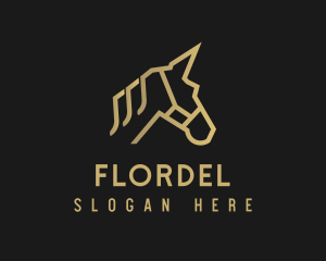 Gold Unicorn Horse logo design