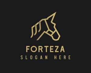 Gold Unicorn Horse logo design