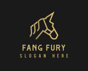 Gold Unicorn Horse logo design