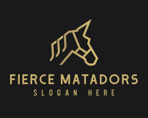 Gold Unicorn Horse logo design