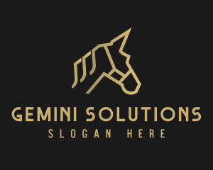 Gold Unicorn Horse logo design