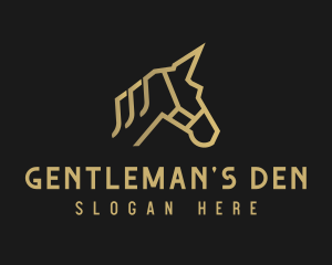 Gold Unicorn Horse logo design