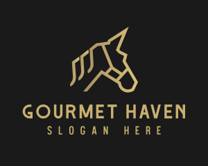 Gold Unicorn Horse logo design