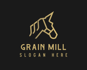 Gold Unicorn Horse logo design