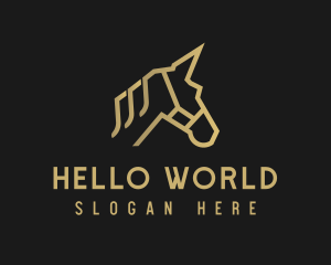 Gold Unicorn Horse logo design