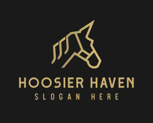 Gold Unicorn Horse logo design