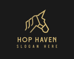 Gold Unicorn Horse logo design