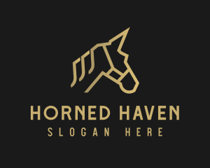 Gold Unicorn Horse logo design