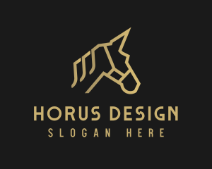 Gold Unicorn Horse logo design