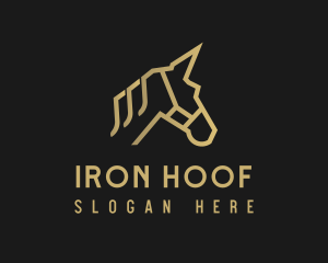 Farrier - Gold Unicorn Horse logo design