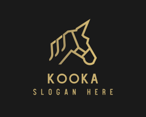 Gold Unicorn Horse logo design