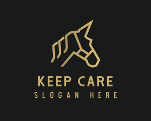 Gold Unicorn Horse logo design