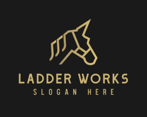 Gold Unicorn Horse logo design