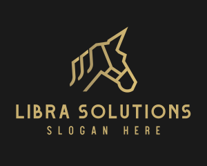 Gold Unicorn Horse logo design