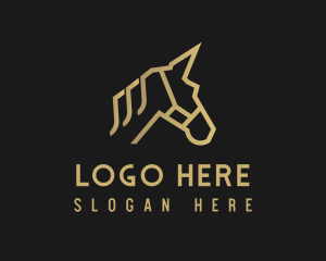 Gold Unicorn Horse logo design