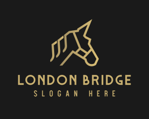 Gold Unicorn Horse logo design