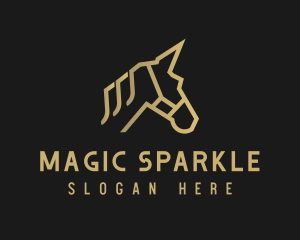 Unicorn - Gold Unicorn Horse logo design