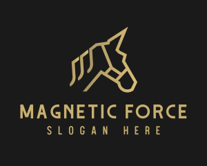 Gold Unicorn Horse logo design