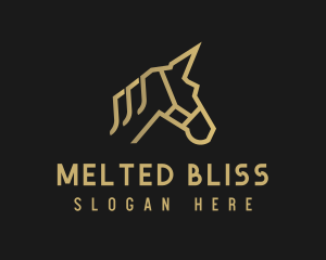 Gold Unicorn Horse logo design