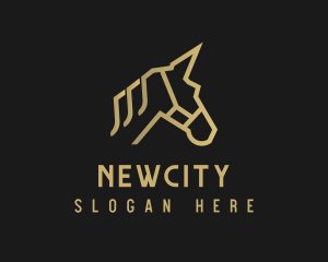 Gold Unicorn Horse logo design