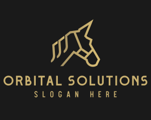 Gold Unicorn Horse logo design