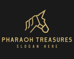 Gold Unicorn Horse logo design